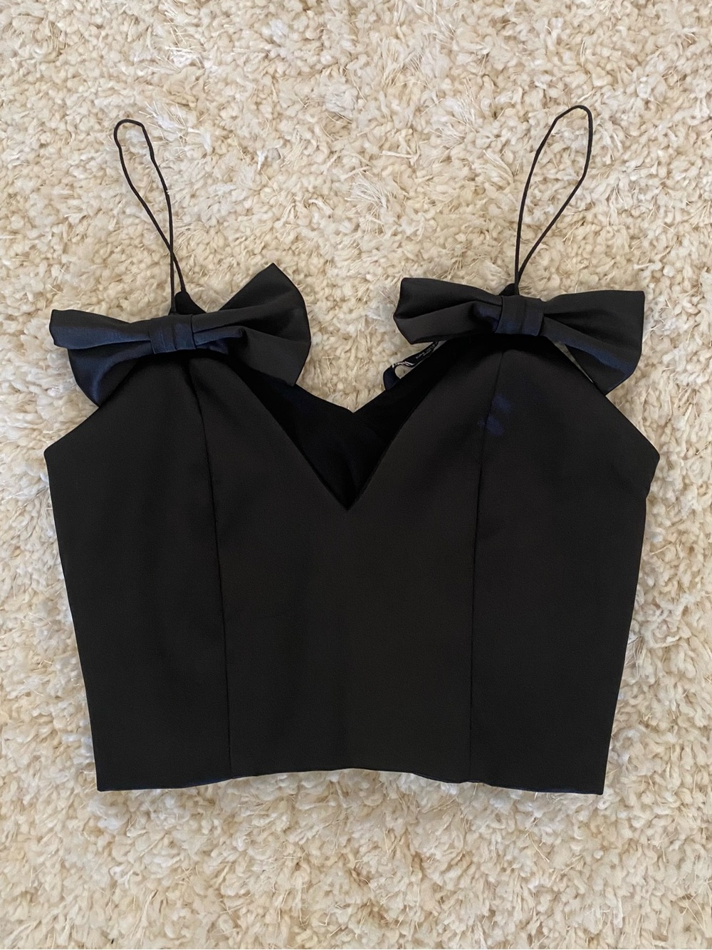 Zara Black Bow Satin Top